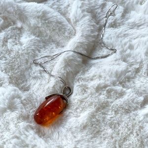 Danish large amber 925 Silver necklace